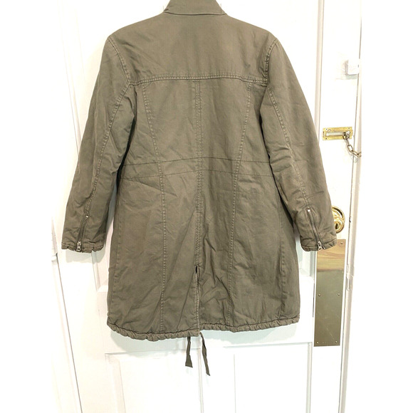 Mary Jane Designed in NY Lined zipper front long parka Jacket Army Green women M - Picture 3 of 6